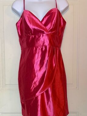 🌺 City Studio Hot Pink Satin Cocktail Dress | NWT | Juniors Large | Dillard’s